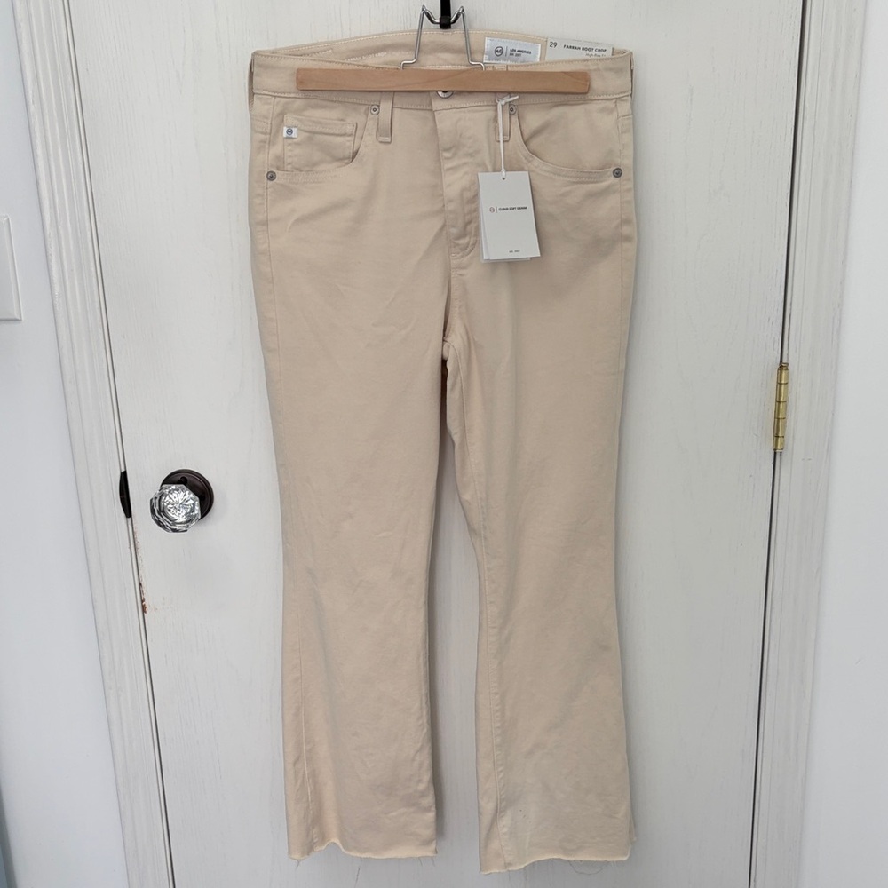 AG Adriano Goldschmied Women's Cream Straight-Leg Jeans